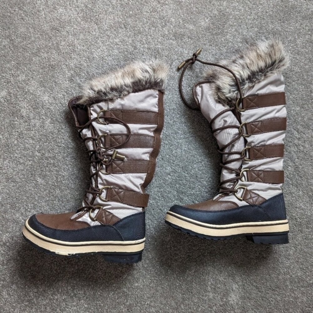 Women's Faux Fur High Winter Boots Brown NEW Size 7